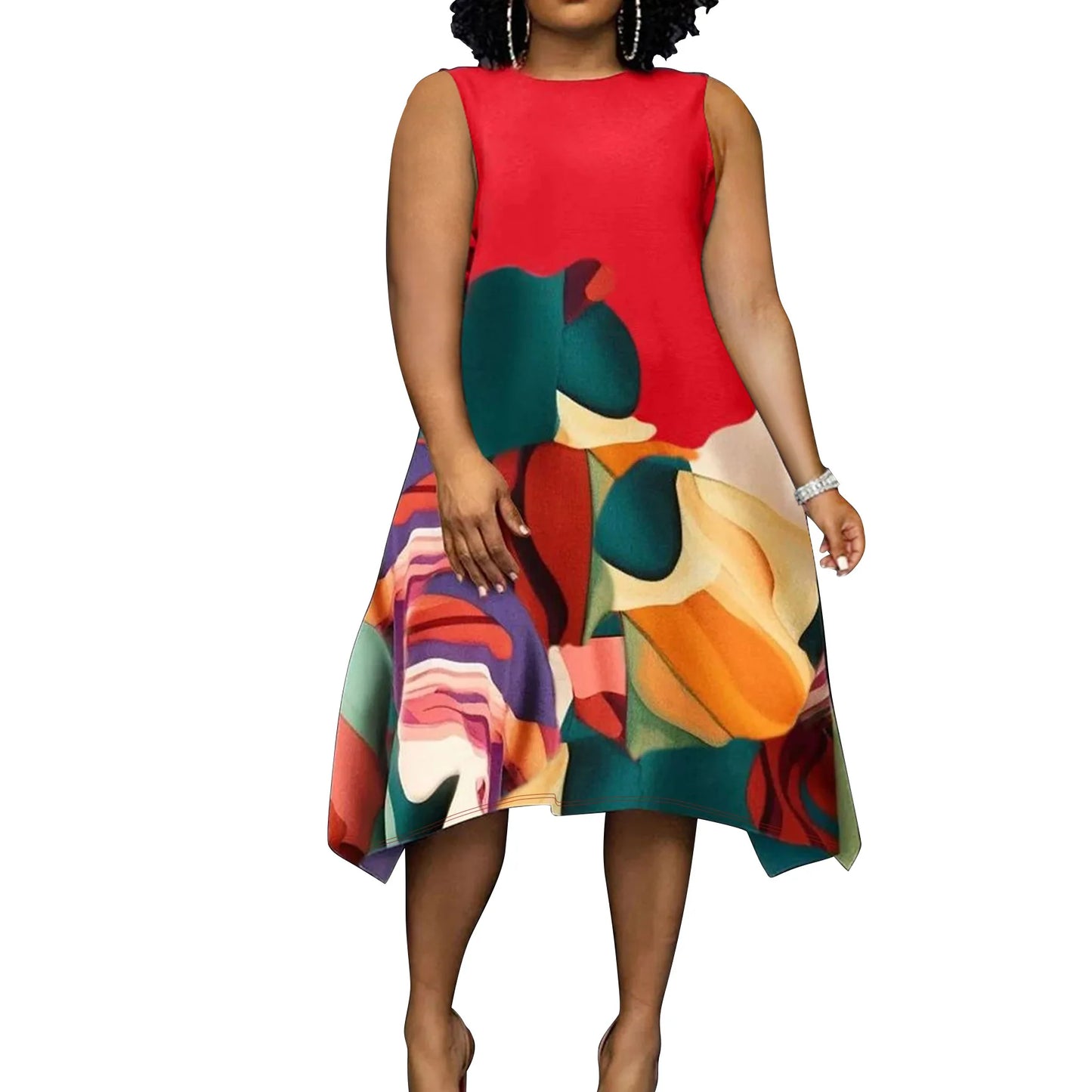 XL-5XL Plus Size Clothes Dresses Women Robes Summer Autumn Sleeveless Street Style Casual 3XL 4XL Big Size Midi Dress Oversize