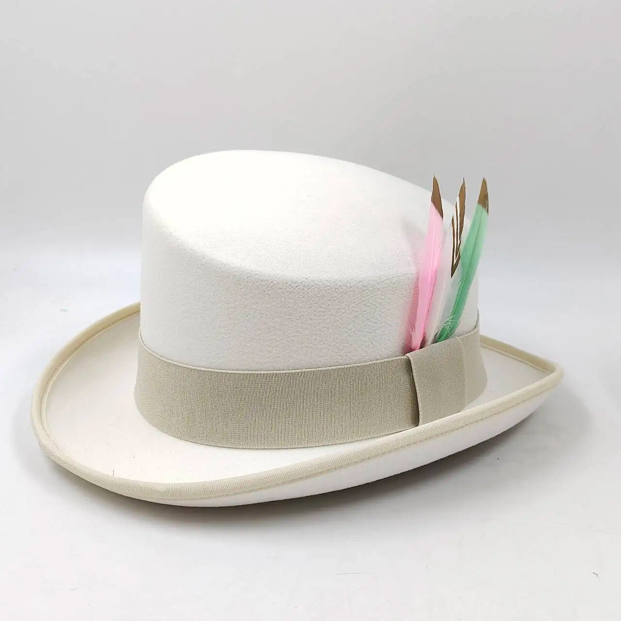 Unisex British High Feather Detail Derby Bowler Fedora Hat