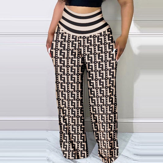 Geometric Print Wide Leg Ladies Pants