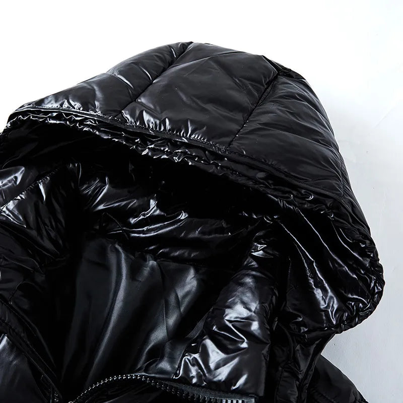 Men's Duck Down Hooded Shiny Padded Jacket