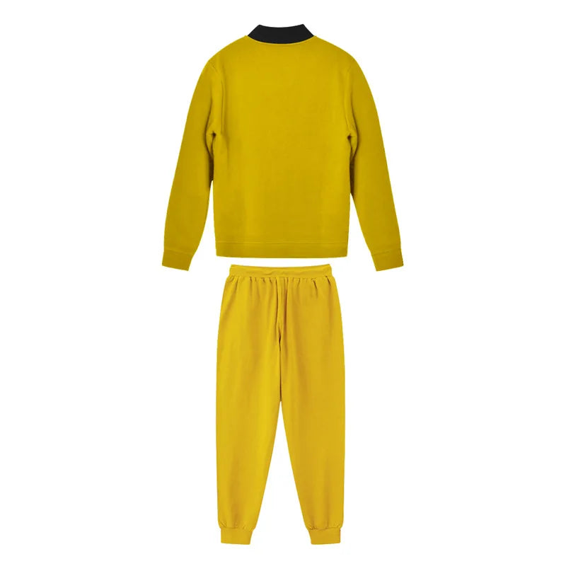 Men's O-Neck Colorblock Bomber Sweat Jacket + Drawstring Jogger Sweatpants Tracksuit