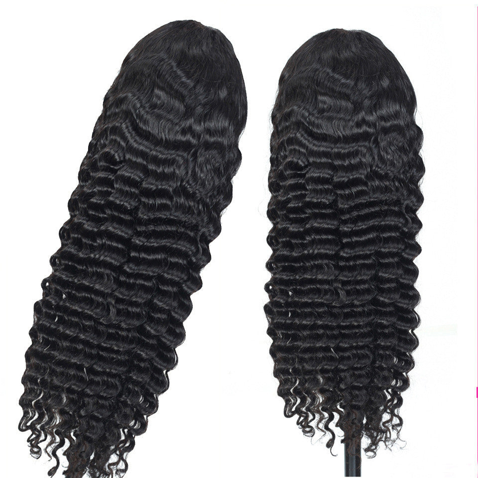 Black Deep Wave 100% Human Hair Lace Frontal Wigs