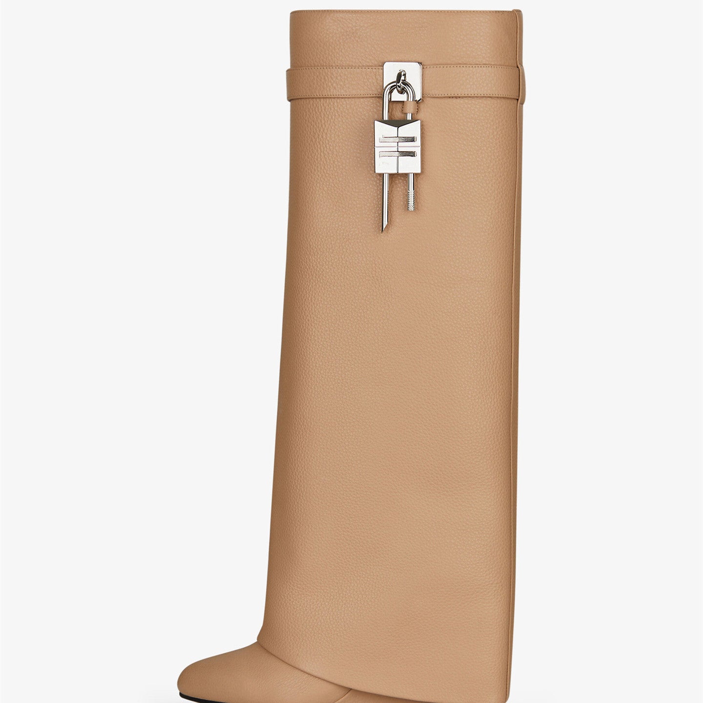 Snakeskin/Solid Color Metal Lock Pendant Women's High Heel Pointed Toe Slouch Boots