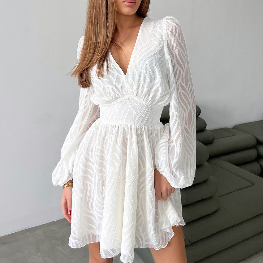 Women's Fashionable French Jacquard Waist A- Line Skirt