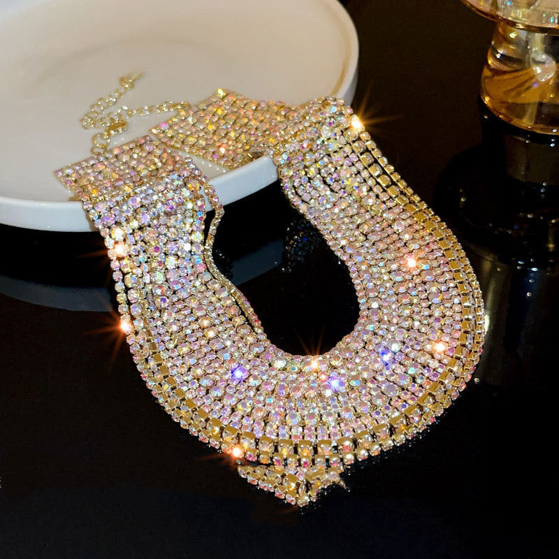 Full Diamond Crystal Multi-Layer Choker Necklace