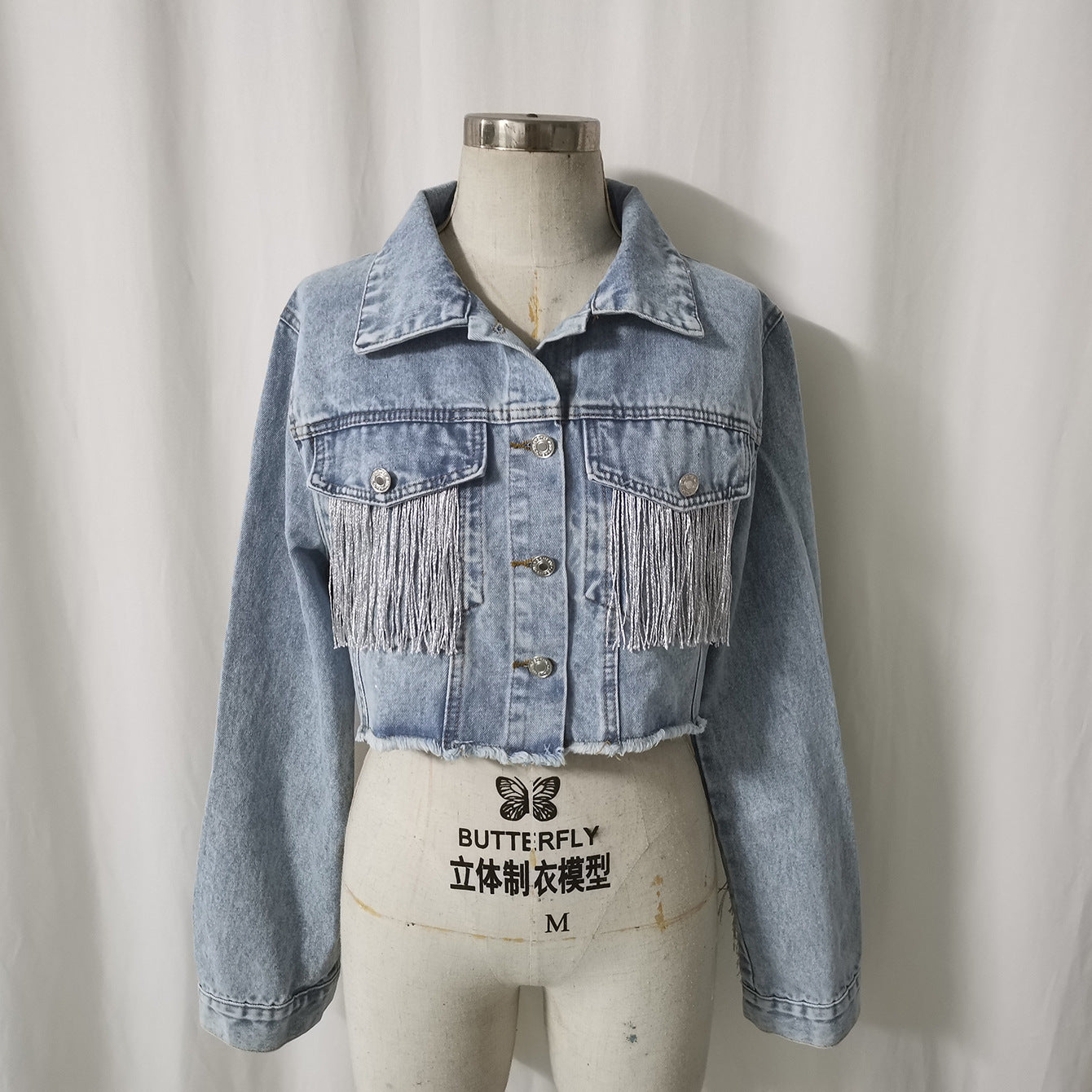 Denim Western Hanging Tassel Fringe Design Women's Cowgirl Jean Jackets