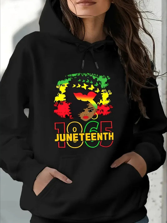 Black "Juneteenth" Women's Long Sleeve Pullover Hoodie Sweatshirt