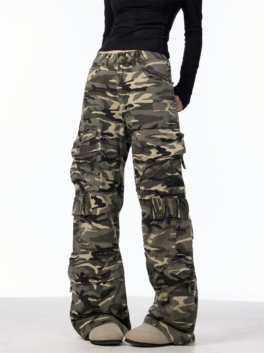 Camouflage Cargo Pants Women's Loose Wide Leg Jeans