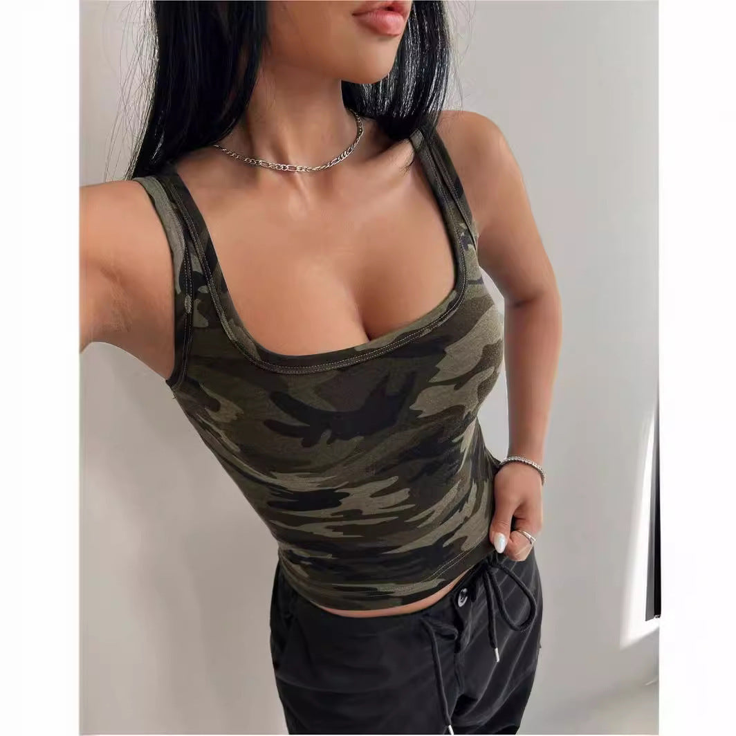 Rainbow Striped/Camo Women's Knitted Skinny Tank Top