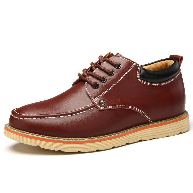 Men's Leather Lace-Up Oxford Solid Color Sneakers