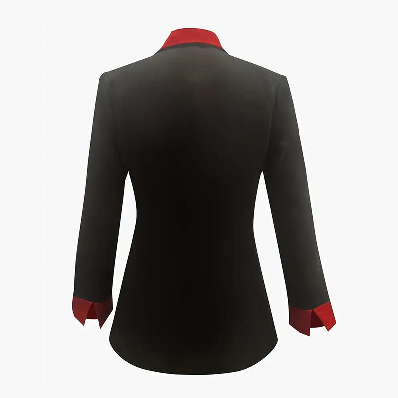 Vintage Colorblock Button-Up Notched Lapel Double Breasted Women's Tuxedo Blazer Jacket