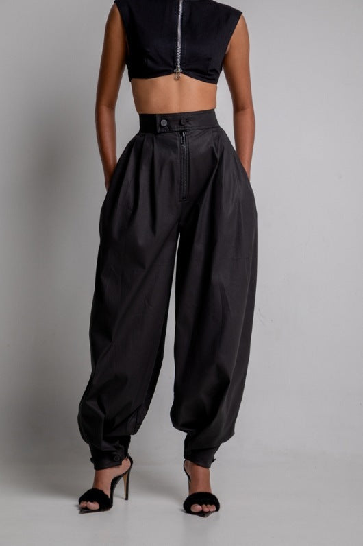 Denim Baggy High Waist Ankle-Length Women's Zipper Harem Jeans to 3X Plus Size