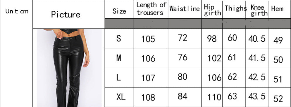 Button Fly High Elastic PU Leather Women's Trouser Pants