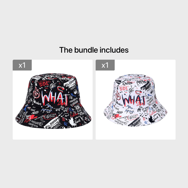Black Graffiti Print Fisherman Hat