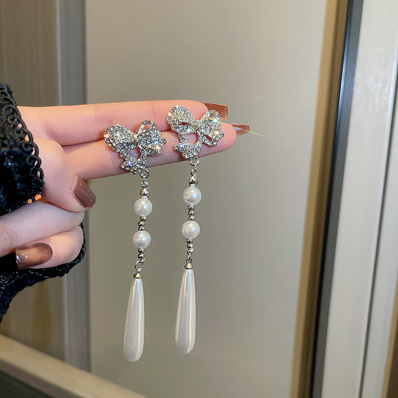 Assorted Hanging Sterling Silver/Gold Needle Light Rhinestone Pearl/Tassel Earrings