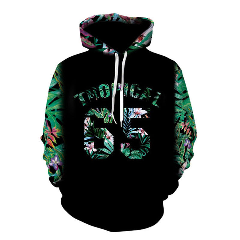 Unisex Green Hemp Leaf Print Hoodie Sweatshirt