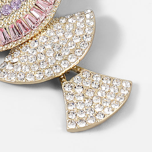 Vintage Fan Shaped Design Alloy Diamond Studded Rhinestone Acrylic Multi-Layer Earrings