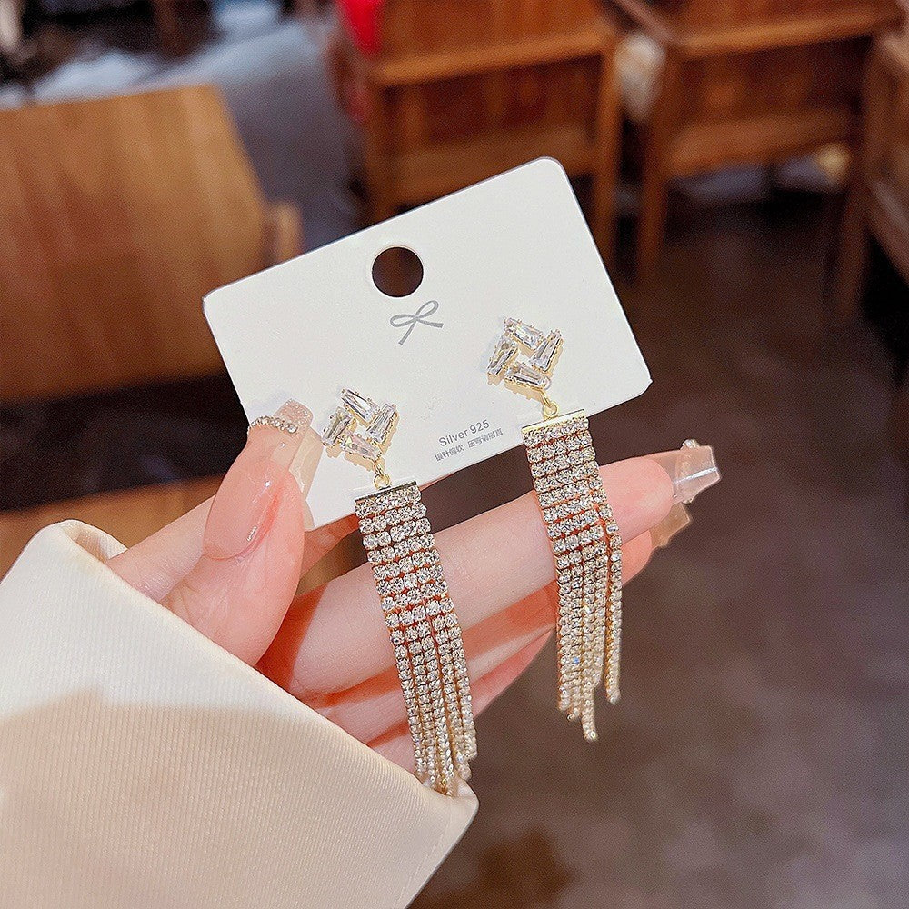 Assorted Hanging Sterling Silver/Gold Needle Light Rhinestone Pearl/Tassel Earrings