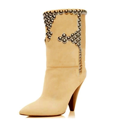 Studded Wedge Heel Pointed Toe Women's Over-the-knee/Ankle Boots