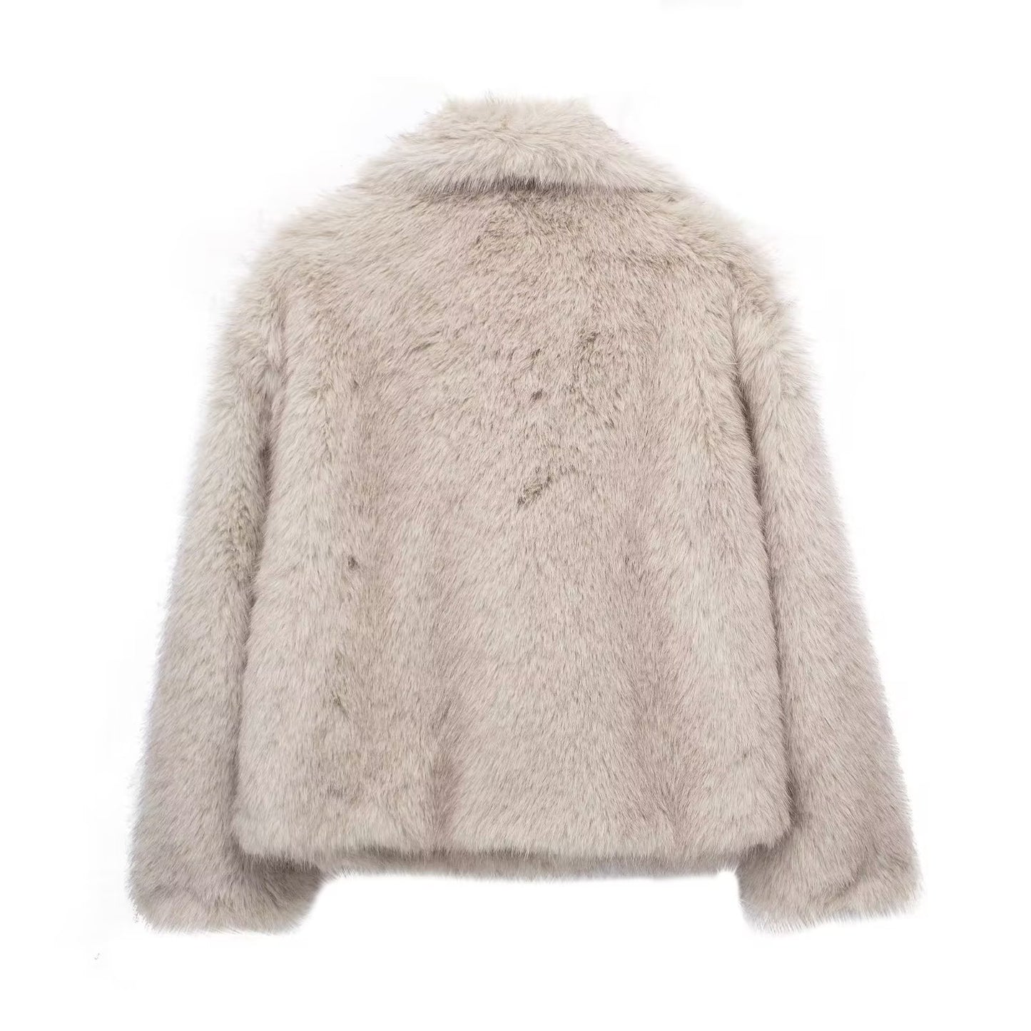 Faux Fur Women's Solid Color Plush Thick Long Sleeve Jacket