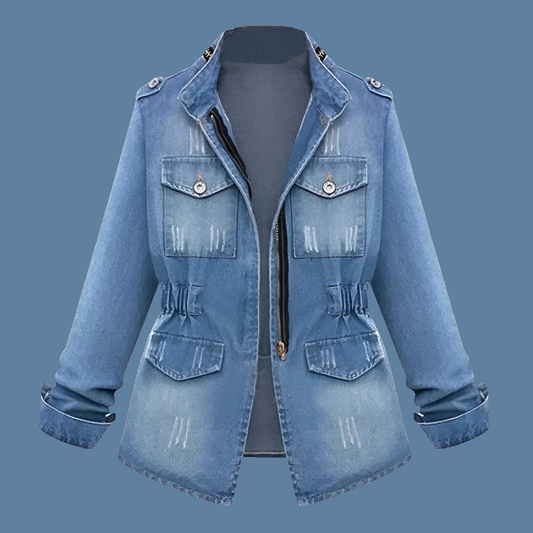 Denim Ladies Long Sleeve Distressed Jeans Jacket Jacket to 5X Plus Size