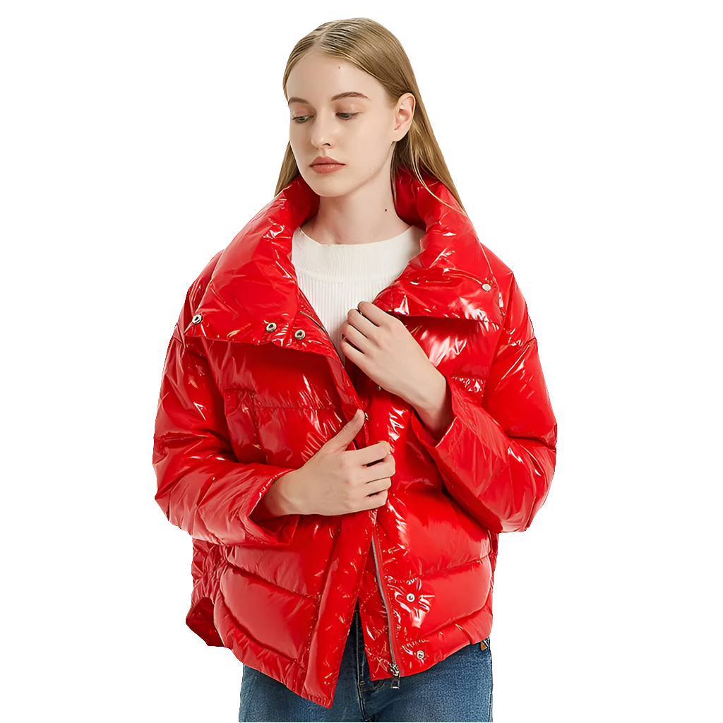 Women's Waterproof Glossy Puffer Down Cotton Bomber Jacket