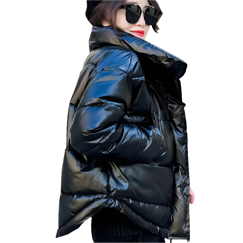 Women's Waterproof Glossy Puffer Down Cotton Bomber Jacket