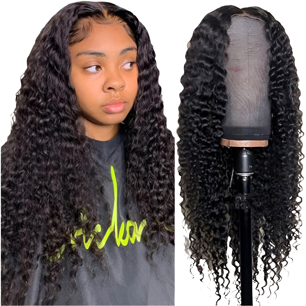 Indian Deep Curly Lace Front Wig Human Hair Wigs For Black Women Deep Wave 4x4 Closure Wig Glueless Curly Lace Frontal Wig