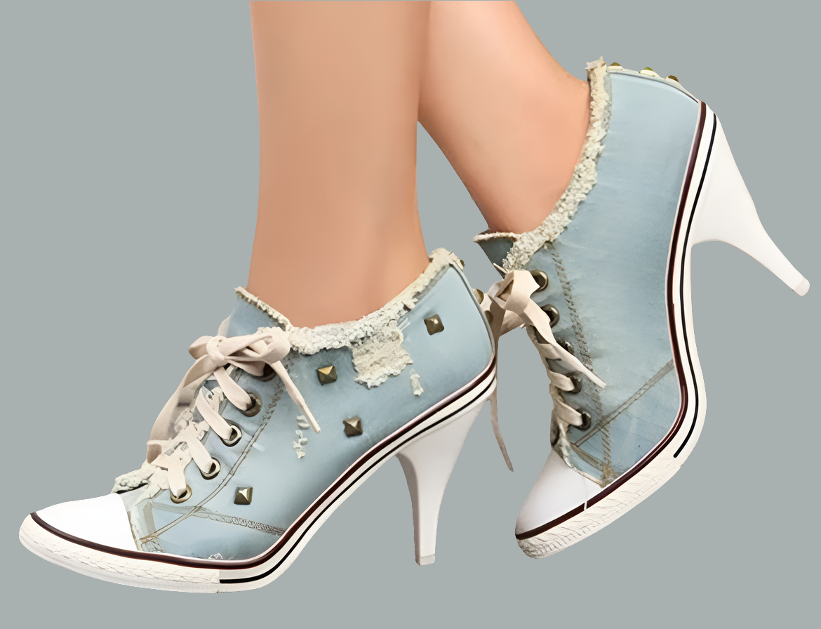 Canvas Denim Rivet  Stiletto Lace-Up High Heel Ankle Boots