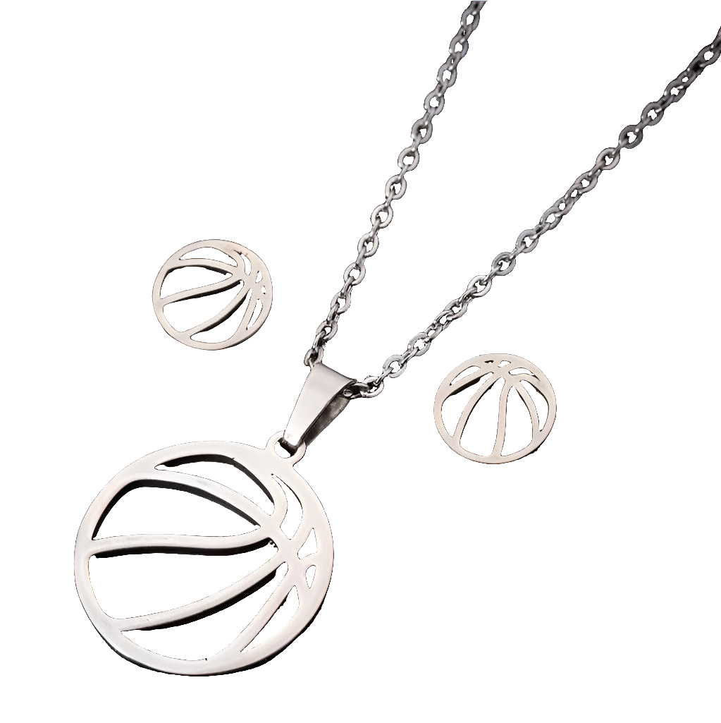 Heart/Basketball/Cross/Cat/Flower/Ballerina/Butterfly Necklace & Earrings 2-Piece Jewelry Set