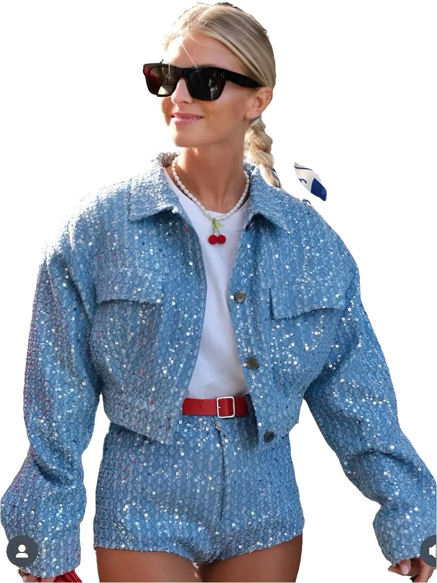 Assorted 2-Piece Sets: Sequined Rhinestone Pocket Design Women's Jeans Jacket/Sleeveless Tube Top & Mini Jean Shorts/Mini Skirt/Jeans 2-Piece Set