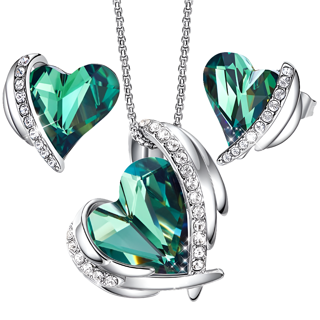 Embellished Crystal Heart Necklaces & Earrings Gift Sets