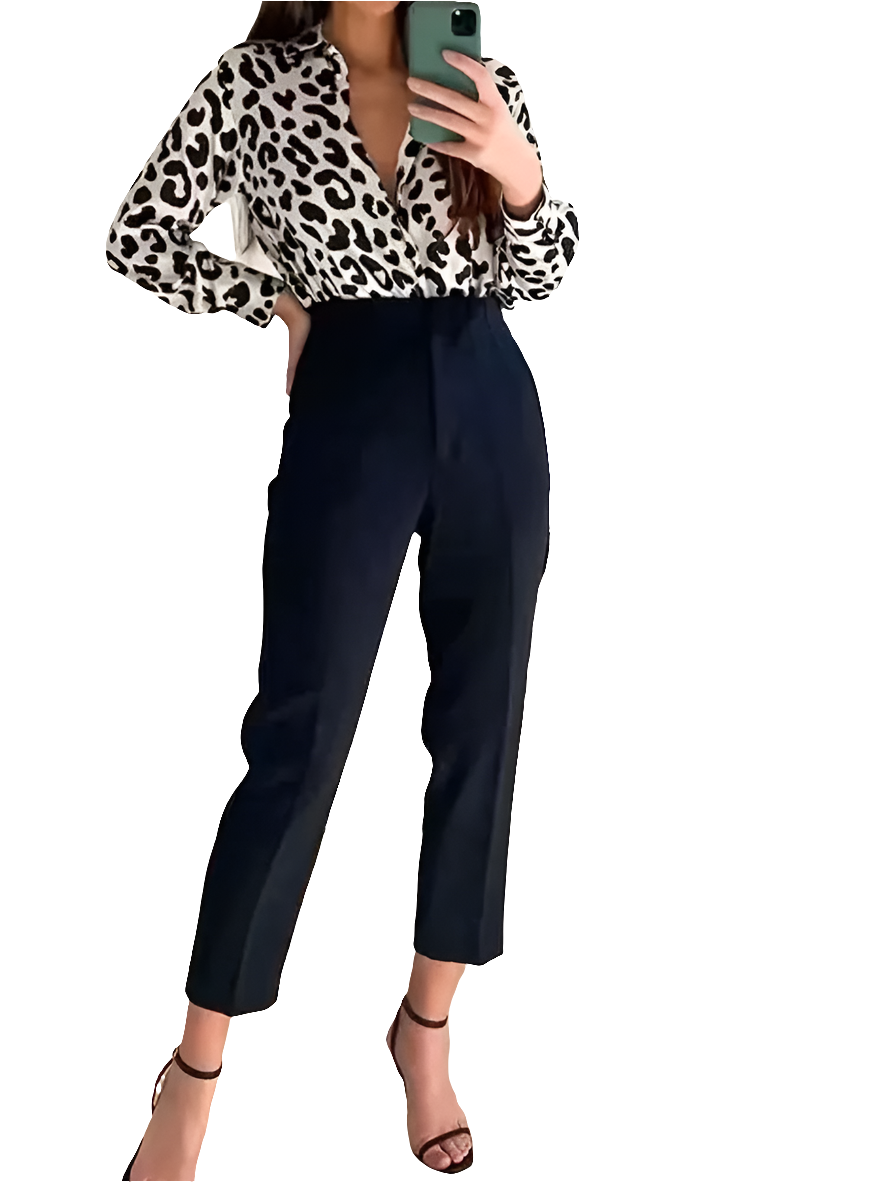 Business Casual Basic Solid Vintage High Waist Zipper Fly Women's Ankle Trouser Pants