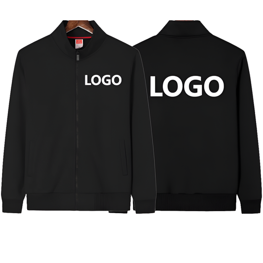 CUSTOMIZED Logo Letter Print Unisex O-Neck Fleece Long Sleeve Zipper Sweat Jacket