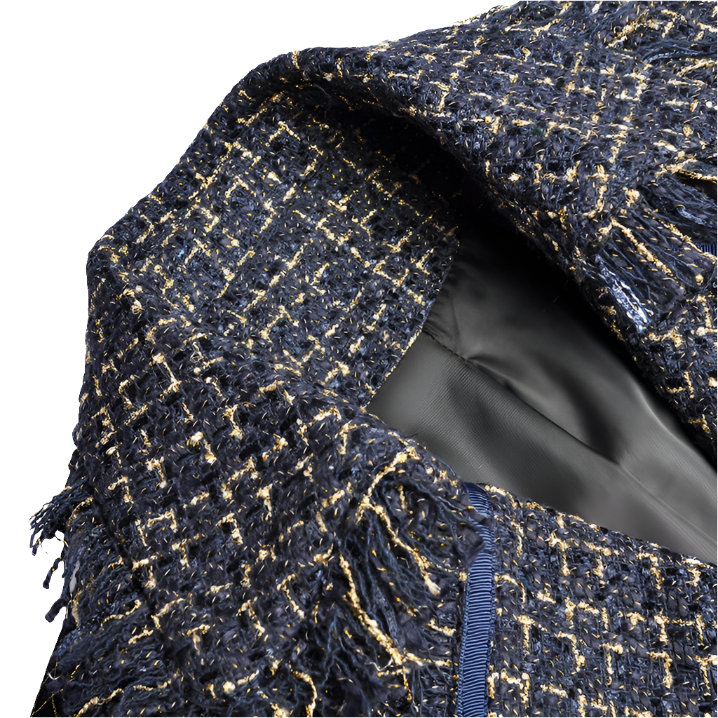 Plaid Wool Tassel Fringe Design Women's Oversized Pocket Single-Breasted Long Sleeve Trenchcoat w/ Belt