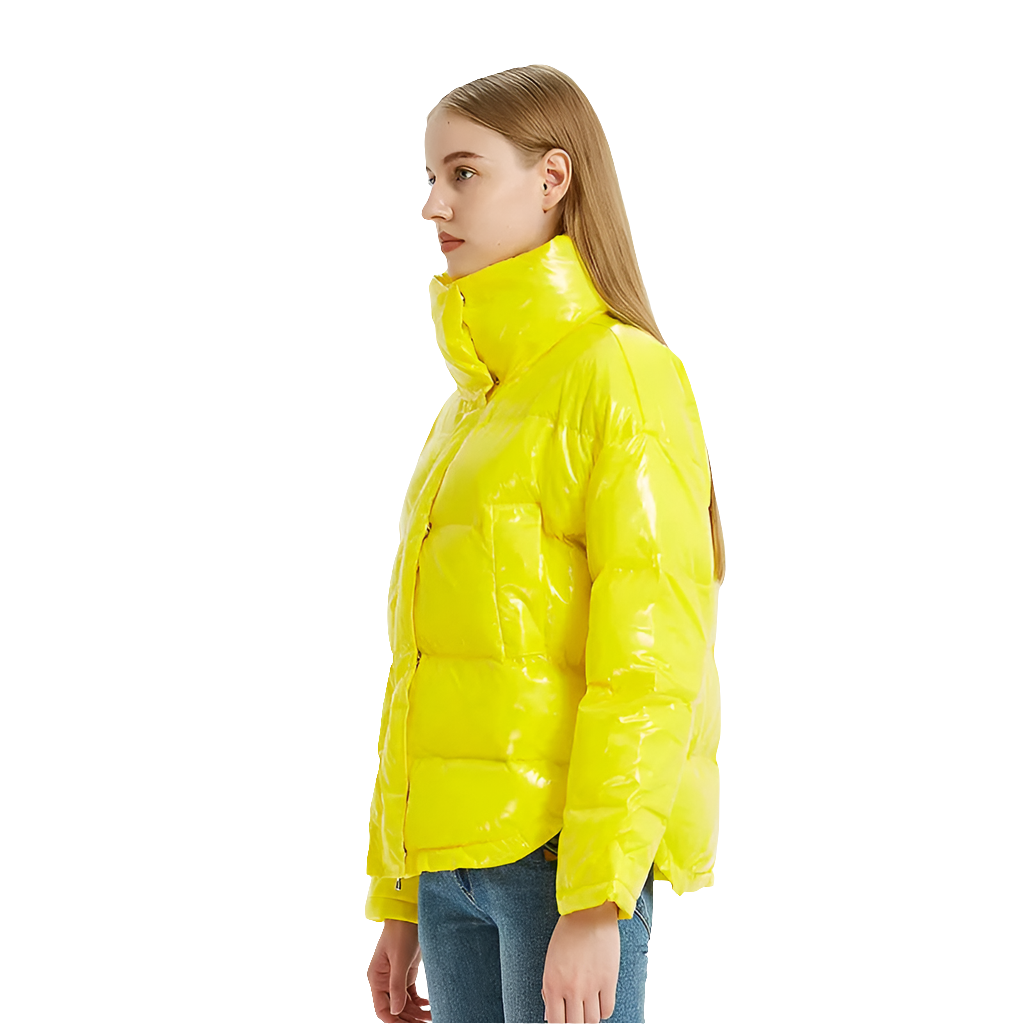 Women's Waterproof Glossy Puffer Down Cotton Bomber Jacket