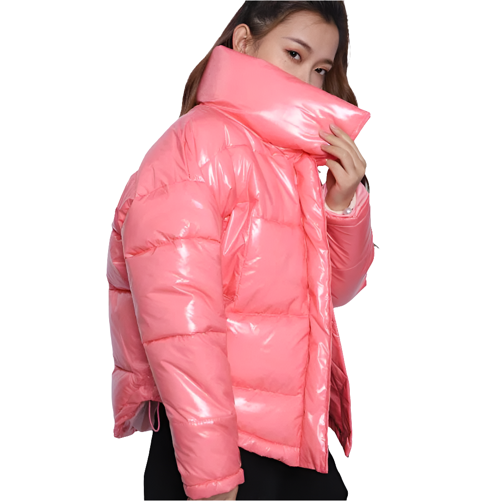 Women's Waterproof Glossy Puffer Down Cotton Bomber Jacket