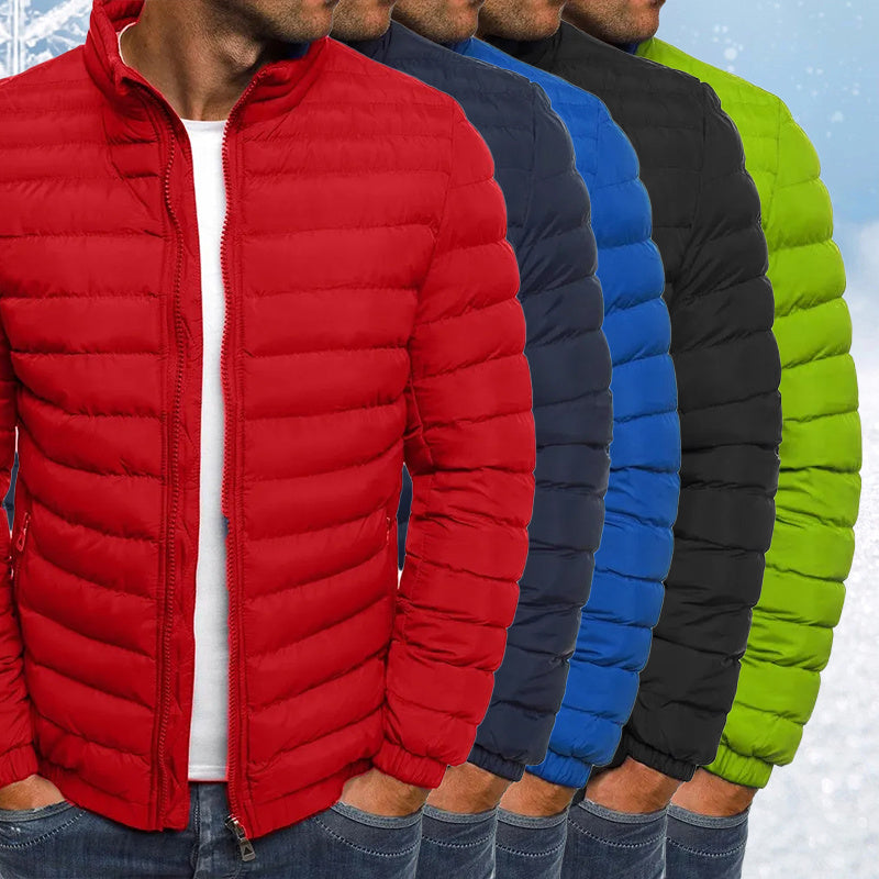 Men's Zipper Solid Color Long Sleeve Pockets Cotton Padded Jacket