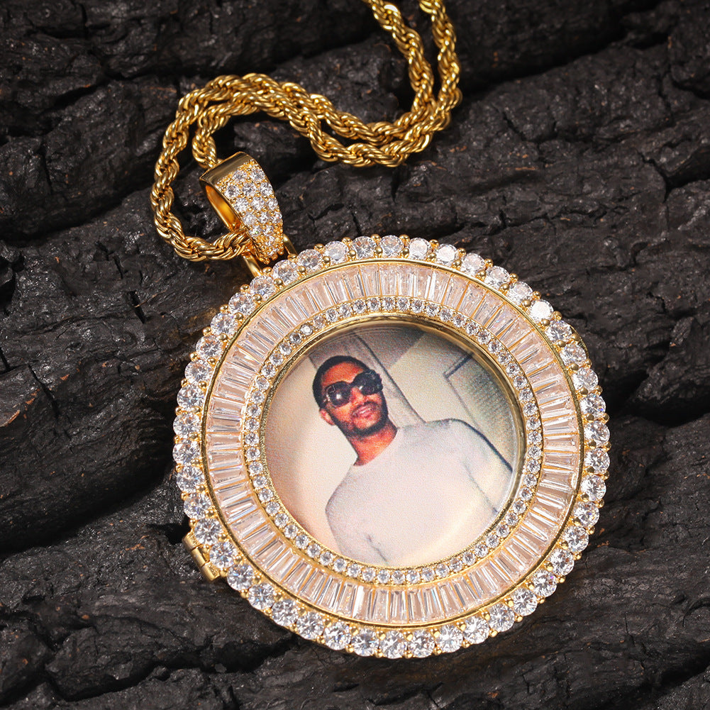 Personalized Customized Photo Pendant Micro Inlaid Cubic Zirconia Chain Necklace