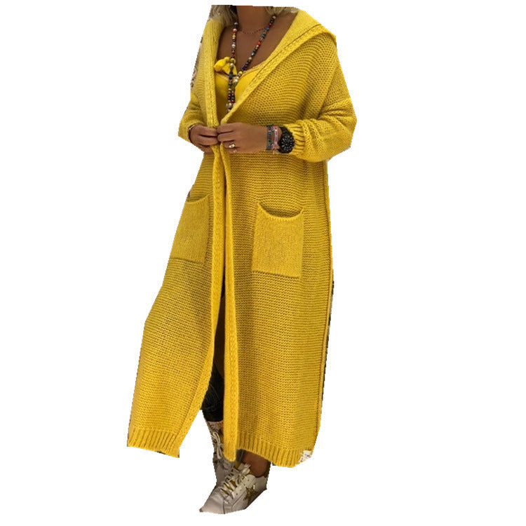 Loose Oversized Knitted Women's Drawstring Hoodie Cardigan Maxi Sweater to 3X Plus Size
