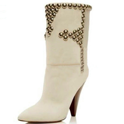 Studded Wedge Heel Pointed Toe Women's Over-the-knee/Ankle Boots