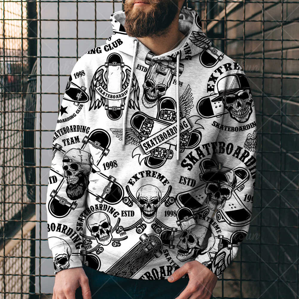 Men's Hip-Hop Drawstring Geometric Graffiti Letter 3D Print Hoodie Sweatshirt