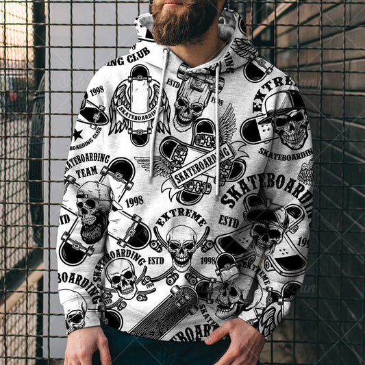 Men's Hip-Hop Drawstring Geometric Graffiti Letter 3D Print Hoodie Sweatshirt