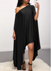 Irregular O-Neck Solid Color Batwing Sleeve Women's Maxi Shirt