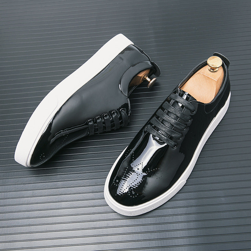 Men's Oxford Lace-Up Patent Leather Platform Sneakers