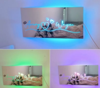 Personalized Customized Name LED Light Up Neon Sign Mirror