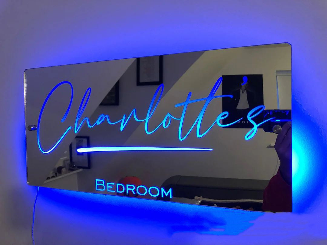 Personalized Customized Name LED Light Up Neon Sign Mirror