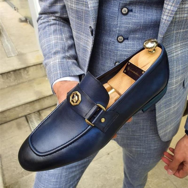 Men's Business British Style Gold Eagle Loafers
