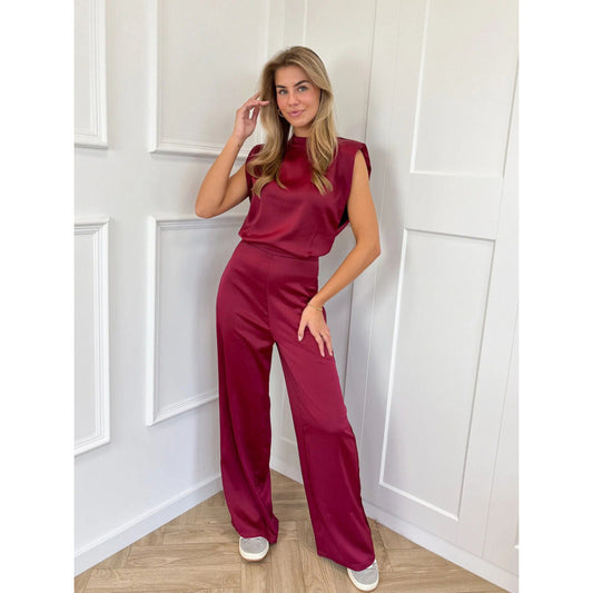 Backless Solid Color Casual Sleeveless Straight Leg Women's Jumpsuit