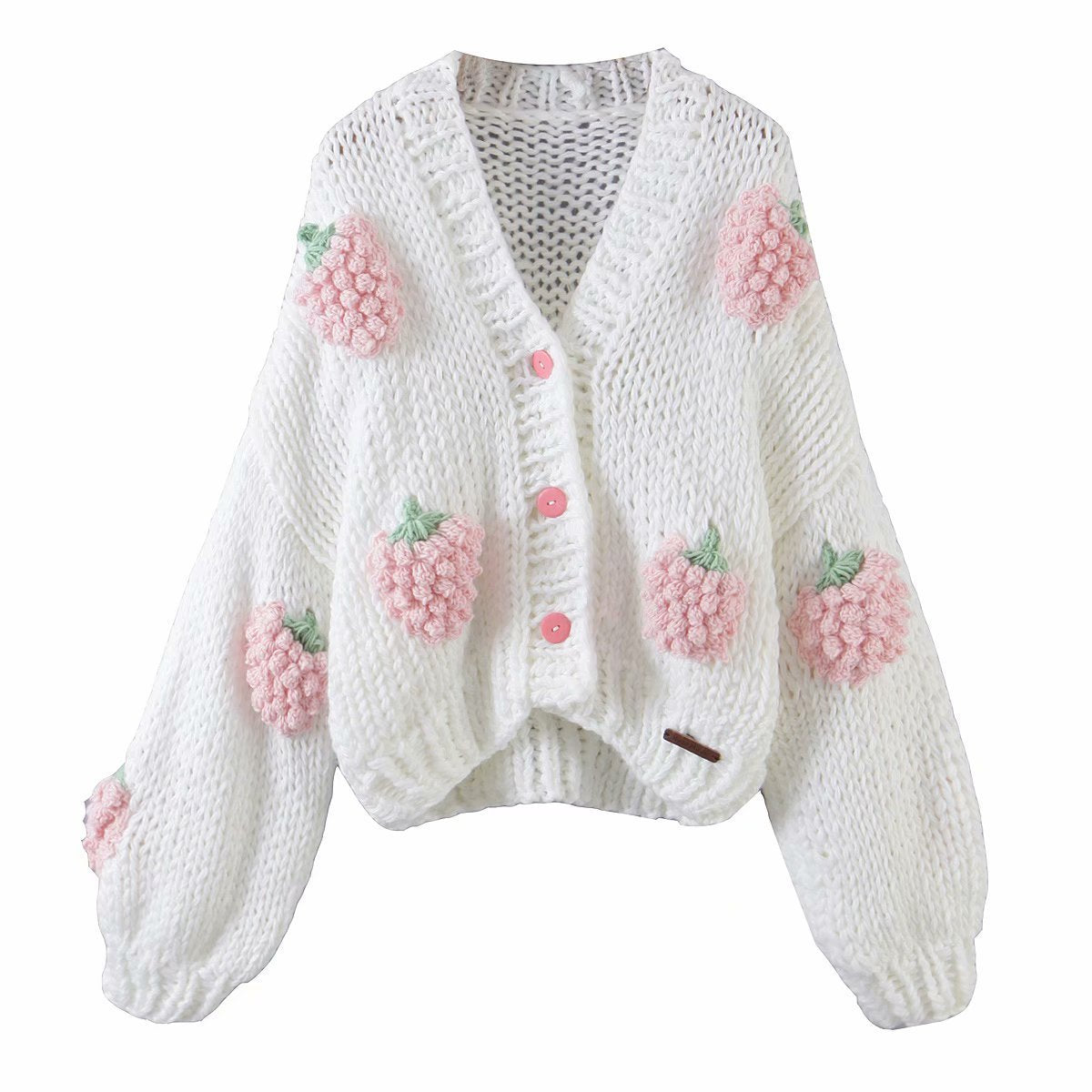 Handmade Crochet Flower/Cloud/Strawberry Women's Jacquard Embroidered Cardigan Sweater